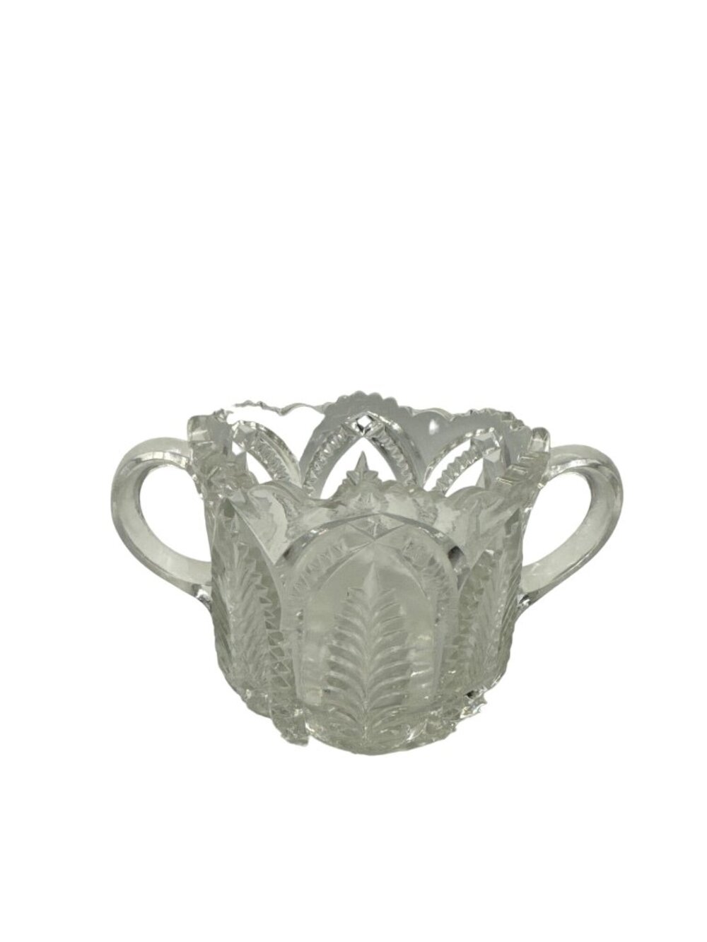 EAPG Thistle and Star Pattern Clear Glass Sugar Bowl